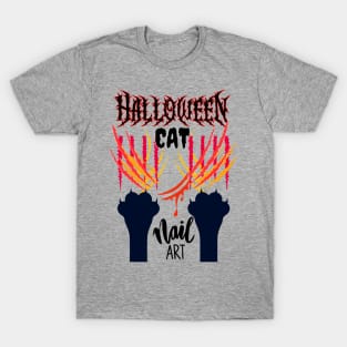 Halloween Cat Nail Art T-Shirt